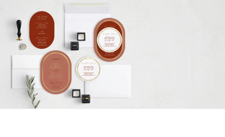 Stacked Wedding Invitations with coordinating items