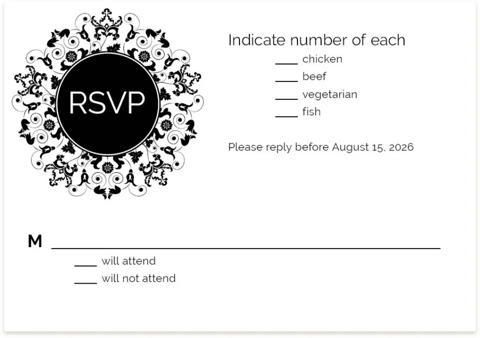 This is a 5" x 3½" Wedding Invitation RSVP Postcard called Beautiful and Bold printed in full color on Premium Smooth paper