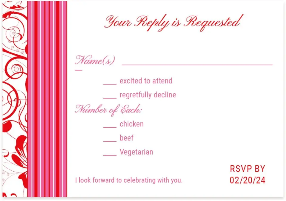 This is a 5" x 3½" Wedding Invitation RSVP Postcard called Fit for a Princess printed in full color on Premium Smooth paper