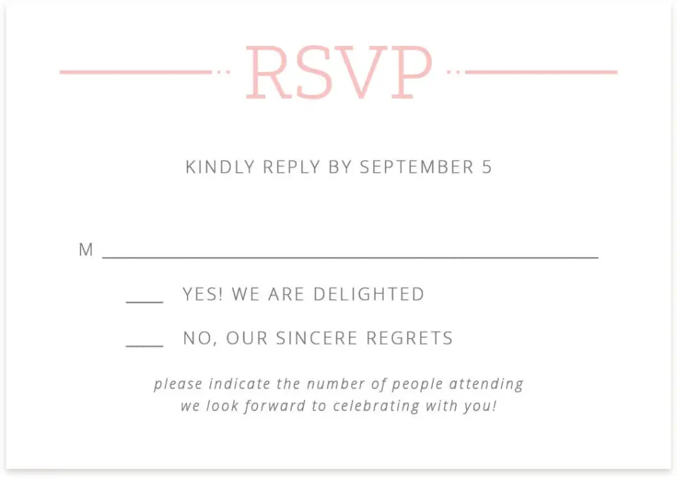 This is a 5" x 3½" Wedding Invitation RSVP Postcard called Sweetly Charmed printed in full color on Premium Smooth paper