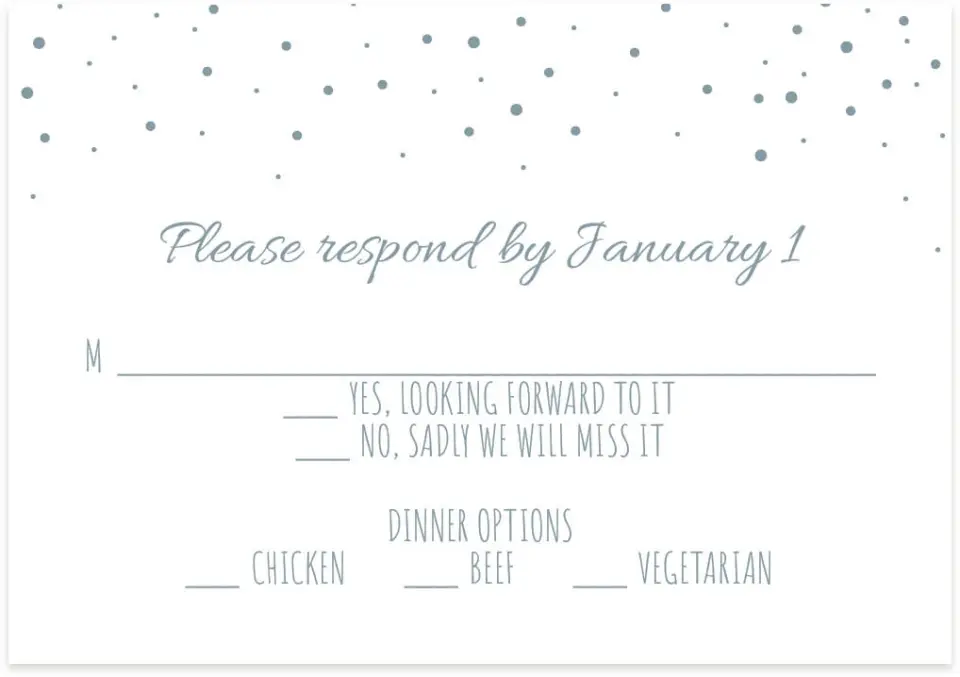 This is a 5" x 3½" Wedding Invitation RSVP Postcard called Woodland Wishes printed in full color on Premium Smooth paper