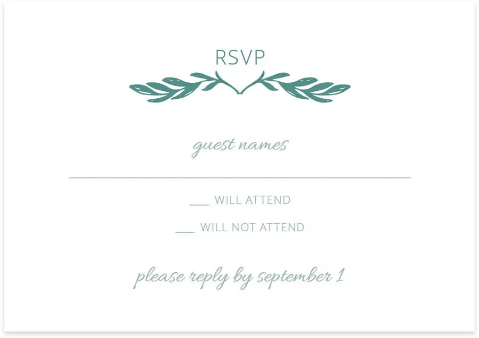 This is a 5" x 3½" Wedding Invitation RSVP Postcard called This Joyful Day printed in full color on Premium Smooth paper
