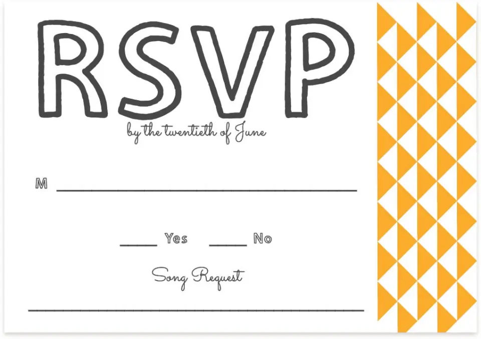 This is a 5" x 3½" Wedding Invitation RSVP Postcard called So Sharp! printed in full color on Premium Smooth paper