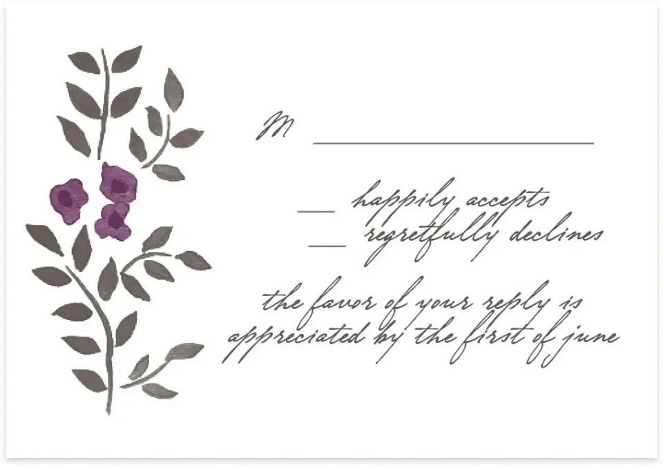 This is a 5" x 3½" Wedding Invitation RSVP Postcard called Painterly Love printed in full color on Premium Smooth paper