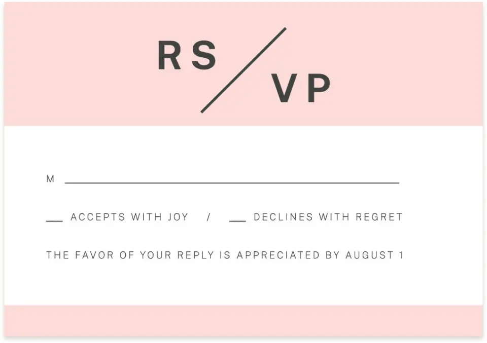 This is a 5" x 3½" Wedding Invitation RSVP Postcard called Minimal Mod printed in full color on Premium Smooth paper