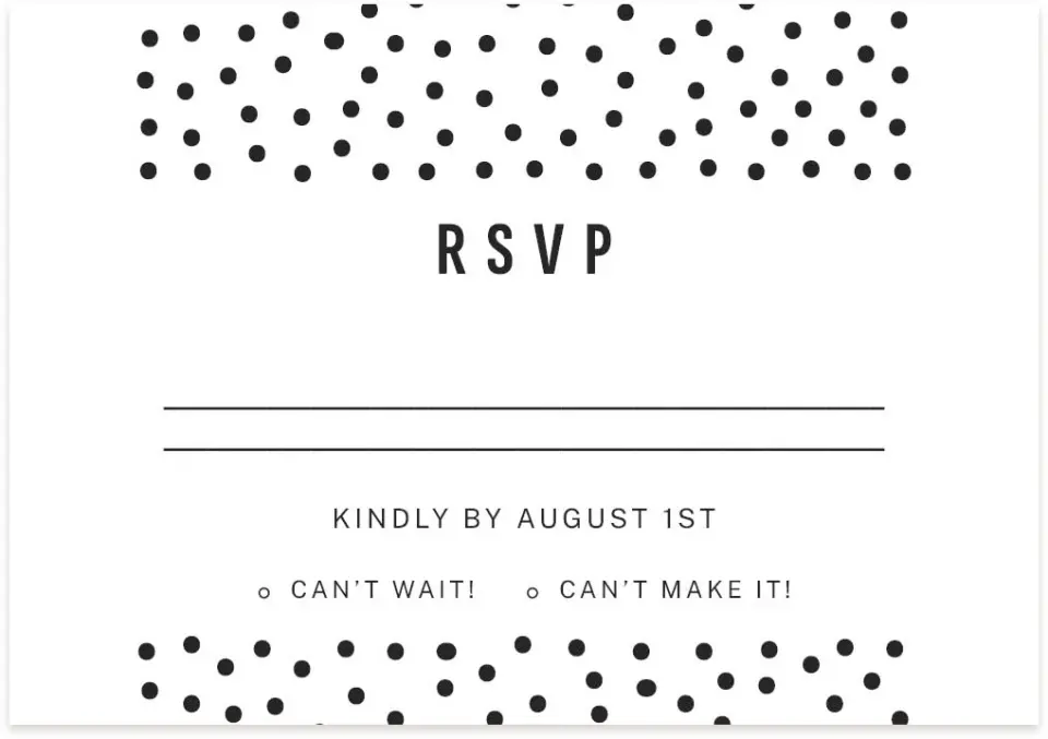This is a 5" x 3½" Wedding Invitation RSVP Postcard called Pop of Dots printed in full color on Premium Smooth paper