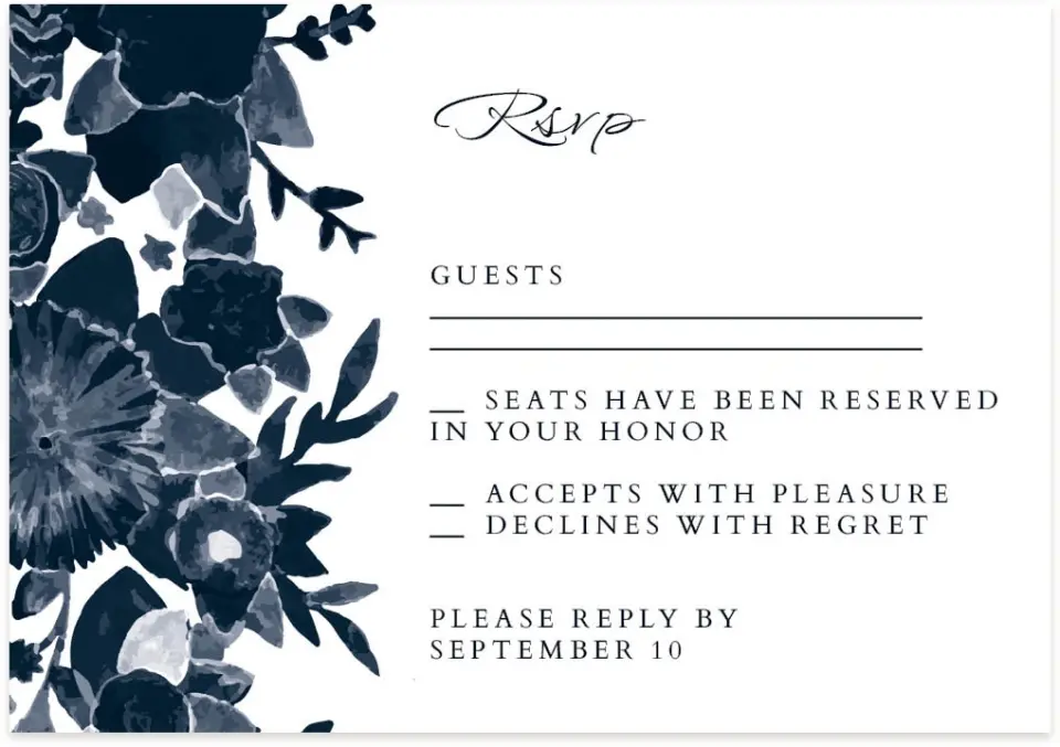 This is a 5" x 3½" Wedding Invitation RSVP Postcard called Geo Floral printed in full color on Premium Smooth paper