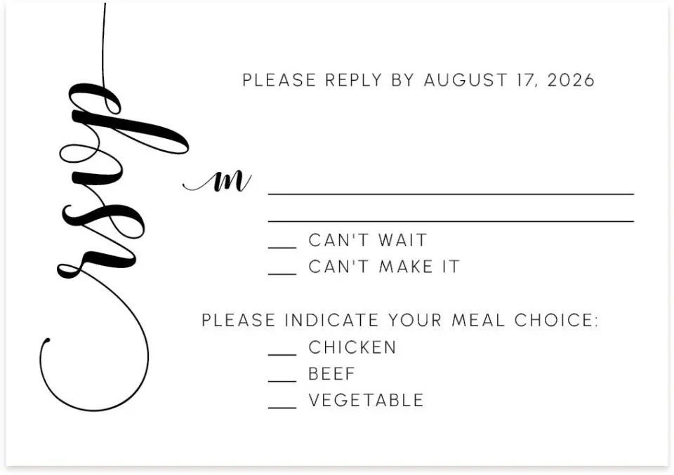 This is a 5" x 3½" Wedding Invitation RSVP Postcard called True Celebration printed in full color on Premium Smooth paper