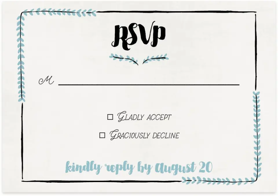 This is a 5" x 3½" Wedding Invitation RSVP Postcard called Sweet Sentiment printed in full color on Premium Smooth paper