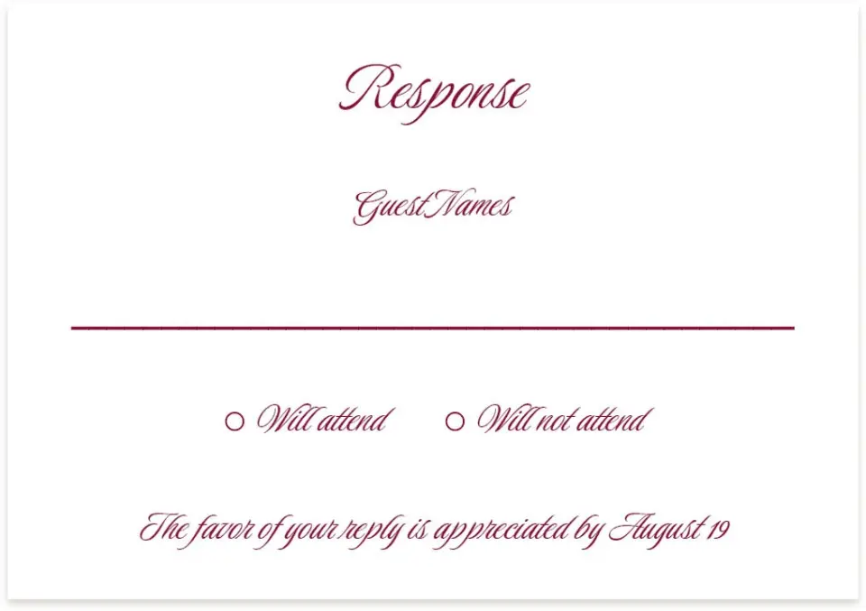 This is a 5" x 3½" Wedding Invitation RSVP Postcard called Refined Union printed in full color on Premium Smooth paper