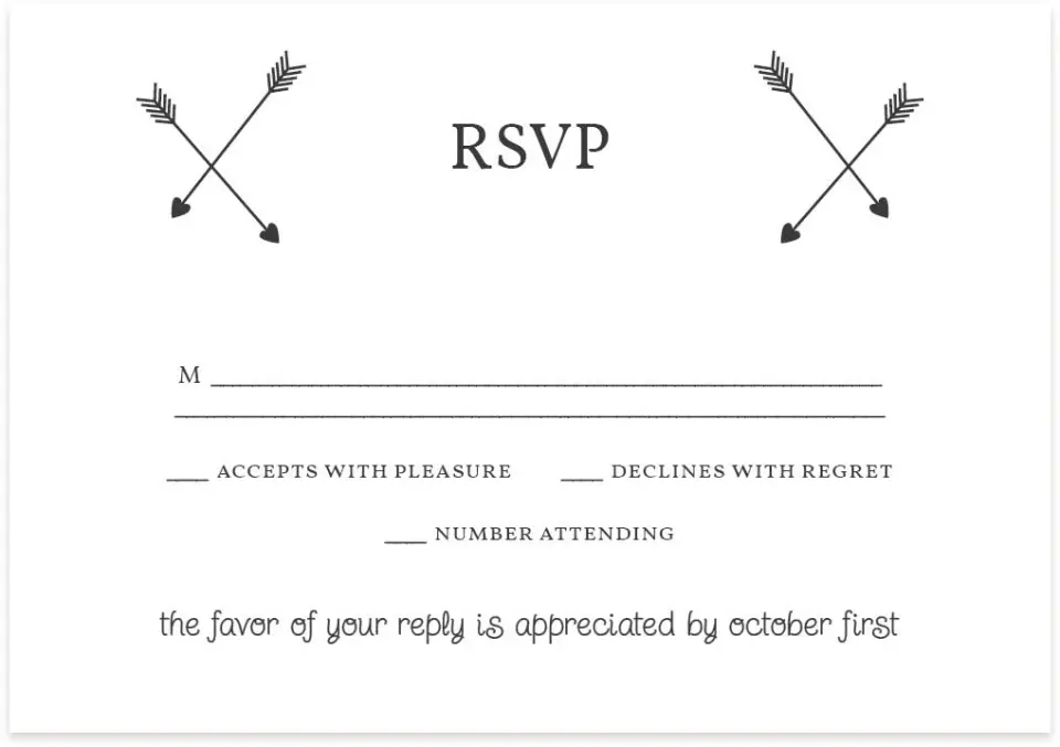 This is a 5" x 3½" Wedding Invitation RSVP Postcard called Cross My Heart printed in full color on Premium Smooth paper