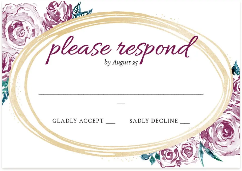 This is a 5" x 3½" Wedding Invitation RSVP Postcard called Enchanted Bliss printed in full color on Premium Smooth paper