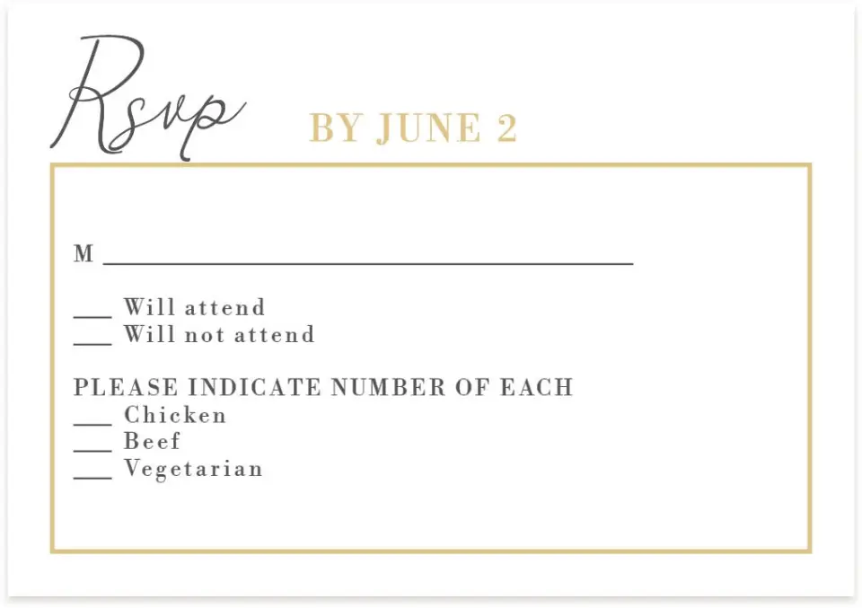 This is a 5" x 3½" Wedding Invitation RSVP Postcard called Etched Elegance printed in full color on Premium Smooth paper