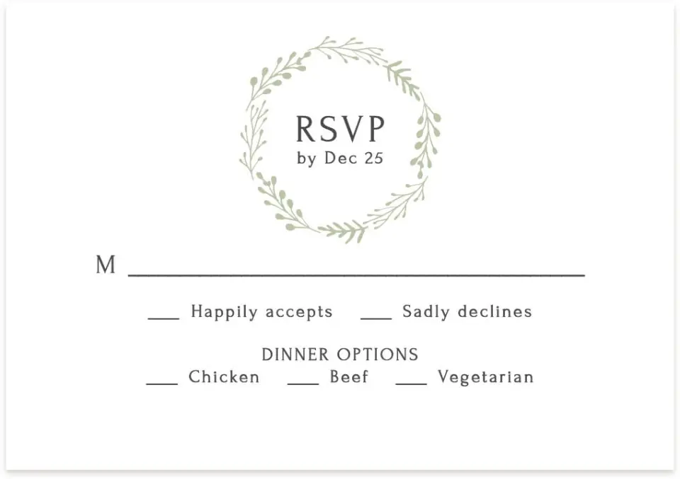 This is a 5" x 3½" Wedding Invitation RSVP Postcard called Enchanting Crown printed in full color on Premium Smooth paper