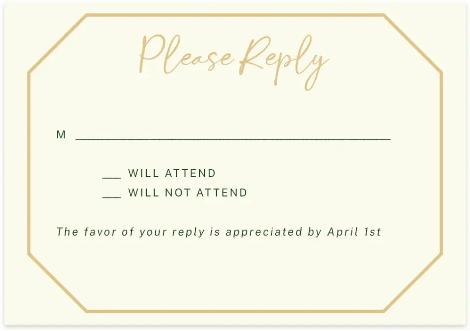 This is a 5" x 3½" Wedding Invitation RSVP Postcard called Gilded Jewel printed in full color on Premium Smooth paper