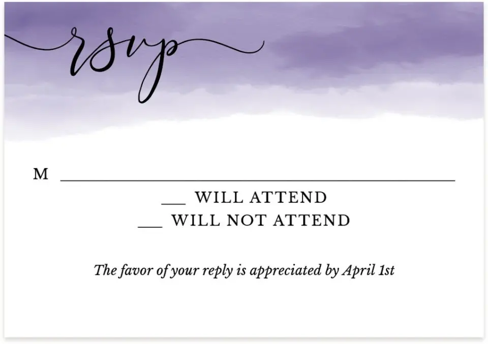 This is a 5" x 3½" Wedding Invitation RSVP Postcard called Luminous Ombre printed in full color on Premium Smooth paper
