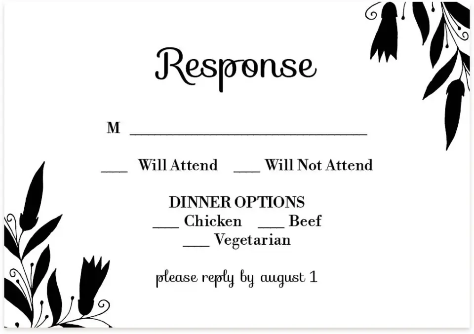 This is a 5" x 3½" Wedding Invitation RSVP Postcard called Whimsy Wonderland printed in full color on Premium Smooth paper