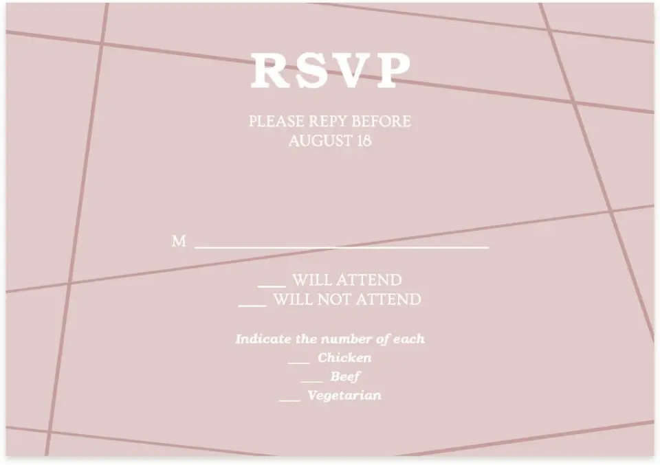This is a 5" x 3½" Wedding Invitation RSVP Postcard called Gilded Affair printed in full color on Premium Smooth paper