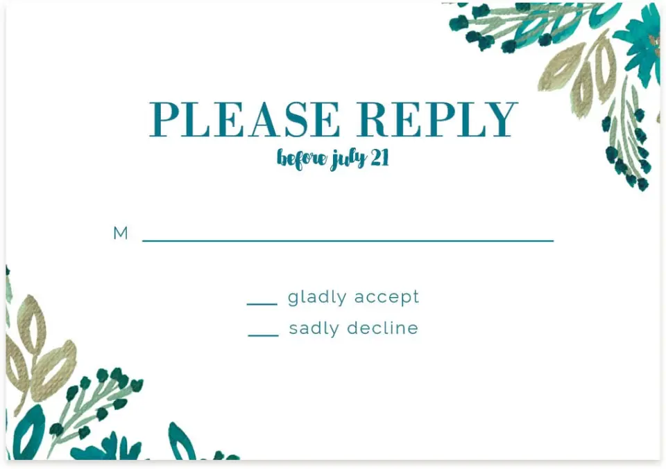 This is a 5" x 3½" Wedding Invitation RSVP Postcard called Boho Floral printed in full color on Premium Smooth paper