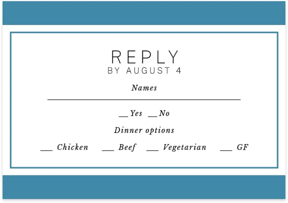 This is a 5" x 3½" Wedding Invitation RSVP Postcard called Modern Brush printed in full color on Premium Smooth paper