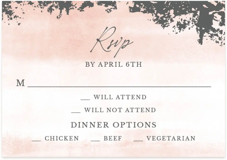 This is a 5" x 3½" Wedding Invitation RSVP Postcard called Chic Patina printed in full color on Premium Smooth paper