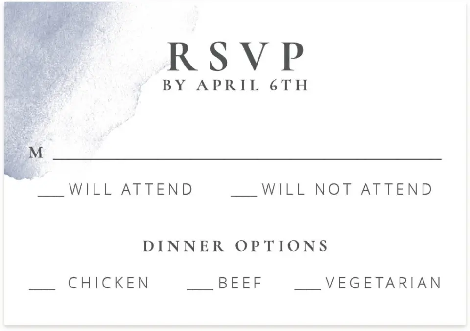This is a 5" x 3½" Wedding Invitation RSVP Postcard called Stroke of Luck printed in full color on Premium Smooth paper