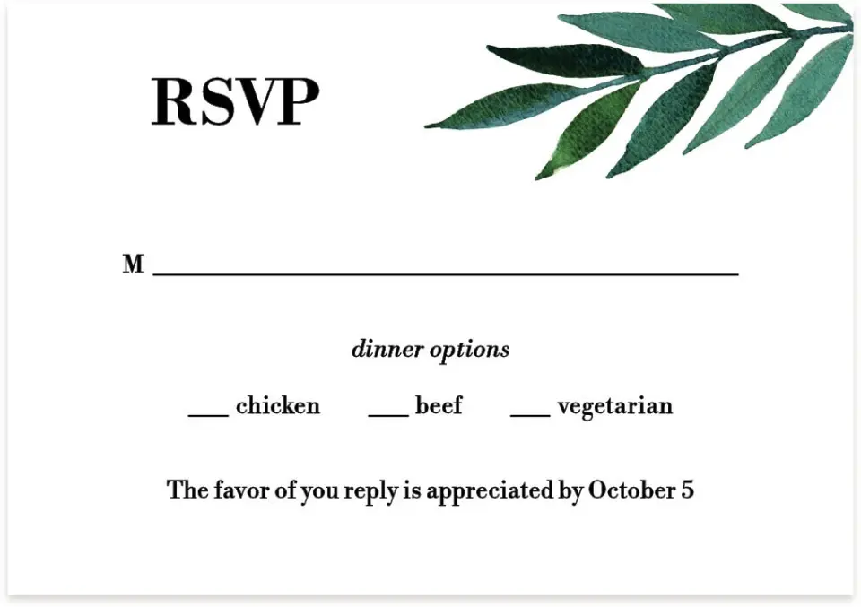This is a 5" x 3½" Wedding Invitation RSVP Postcard called Graceful Frame printed in full color on Premium Smooth paper