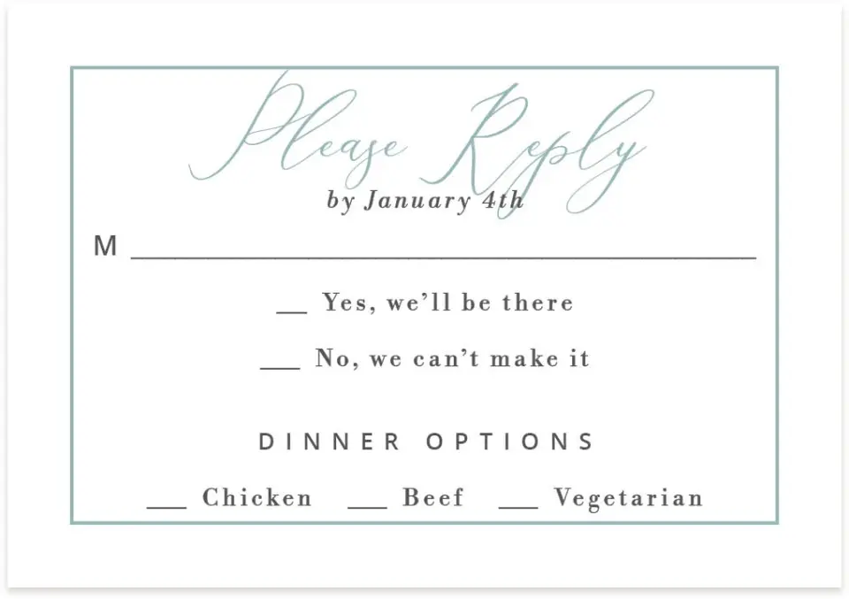 This is a 5" x 3½" Wedding Invitation RSVP Postcard called Eternal Love printed in full color on Premium Smooth paper