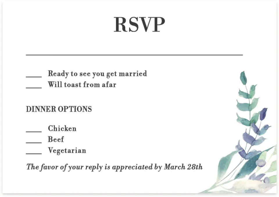 This is a 5" x 3½" Wedding Invitation RSVP Postcard called Glorious Crown printed in full color on Premium Smooth paper