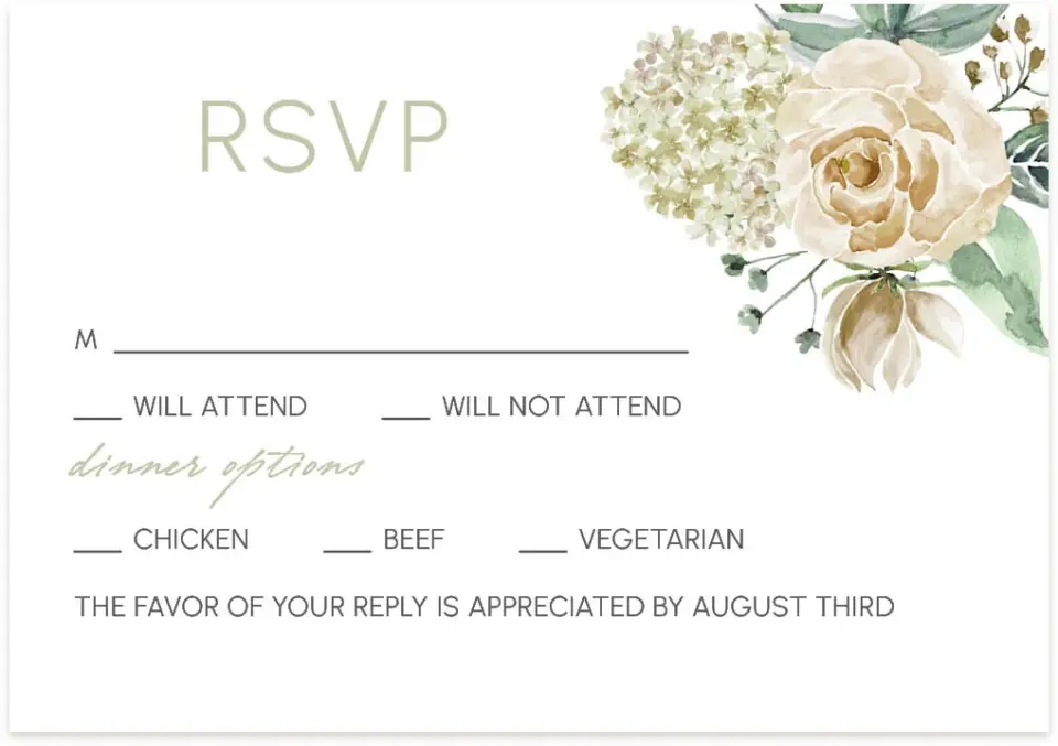 This is a 5" x 3½" Wedding Invitation RSVP Postcard called Divine Romance printed in full color on Premium Smooth paper