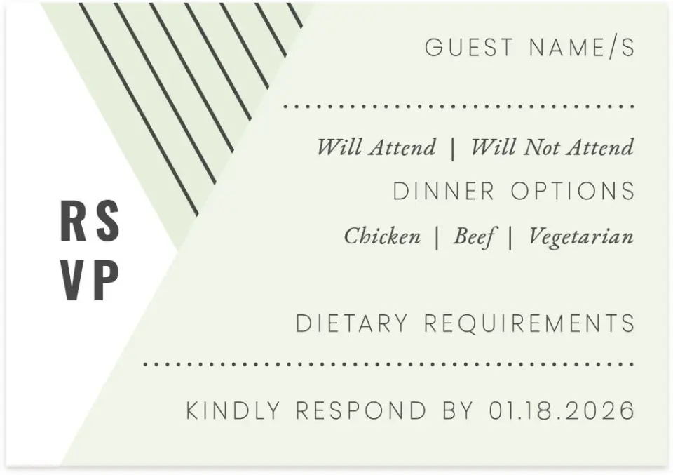 This is a 5" x 3½" Wedding Invitation RSVP Postcard called Geometric Weave printed in full color on Premium Smooth paper