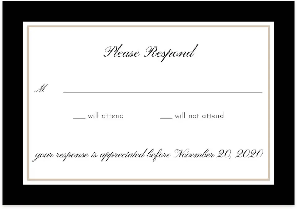 This is a 5" x 3½" Gala Invitation RSVP Postcard called Scripted Holiday Event printed in full color on Premium Smooth paper