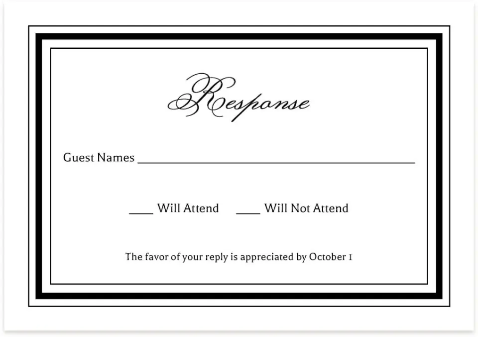 This is a 5" x 3½" Gala Invitation RSVP Postcard called Formally Framed printed in full color on Premium Smooth paper