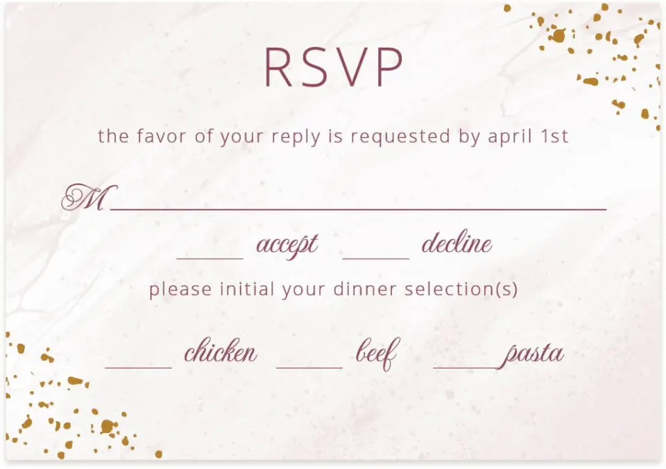 This is a 5" x 3½" Wedding Invitation RSVP Postcard called Tender Mist printed in full color on Premium Smooth paper