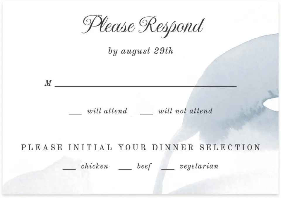 This is a 5" x 3½" Wedding Invitation RSVP Postcard called Painted Majesty printed in full color on Premium Smooth paper