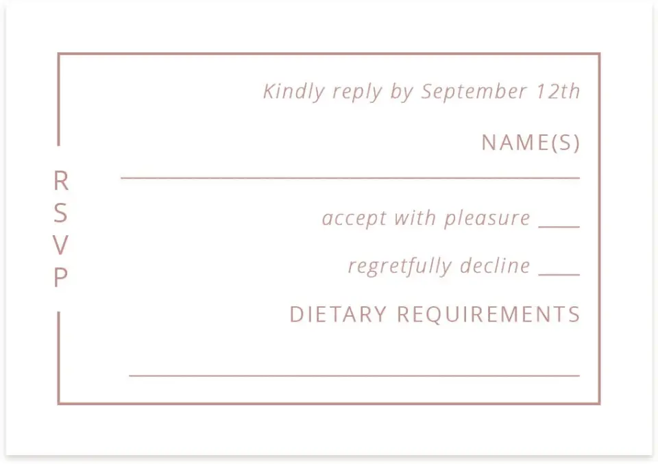 This is a 5" x 3½" Wedding Invitation RSVP Postcard called Neat Arrangement printed in full color on Premium Smooth paper