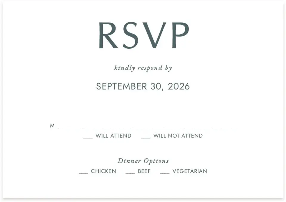 This is a 5" x 3½" Wedding Invitation RSVP Postcard called Mod Shapes printed in full color on Premium Smooth paper