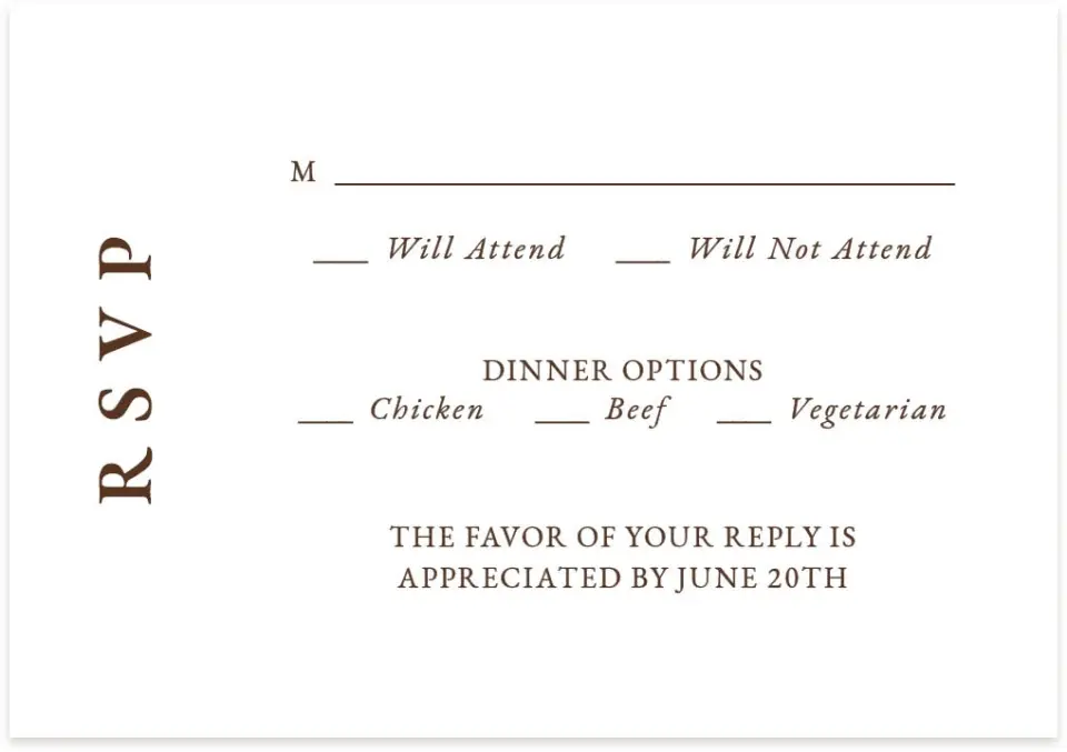 This is a 5" x 3½" Wedding Invitation RSVP Postcard called Rustic Antler printed in full color on Premium Smooth paper