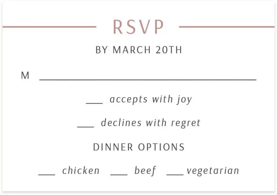 This is a 5" x 3½" Wedding Invitation RSVP Postcard called Expansive Line printed in full color on Premium Smooth paper
