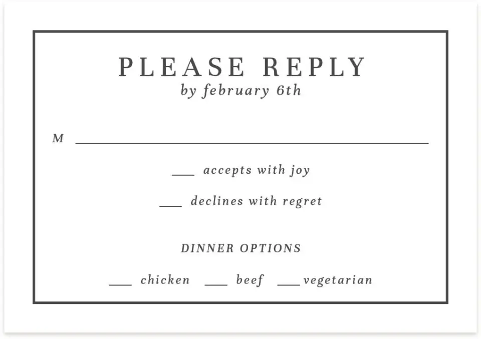 This is a 5" x 3½" Wedding Invitation RSVP Postcard called Graphic Enclosure printed in full color on Premium Smooth paper