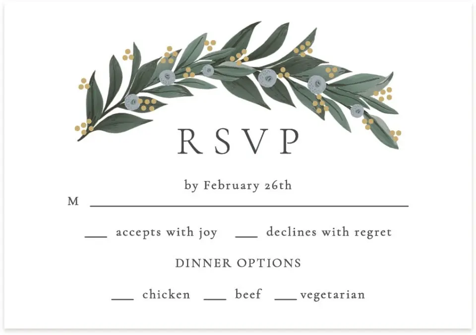 This is a 5" x 3½" Wedding Invitation RSVP Postcard called Majestic Love printed in full color on Premium Smooth paper