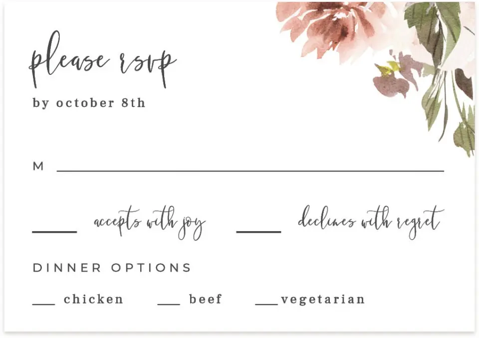 This is a 5" x 3½" Wedding Invitation RSVP Postcard called Natural Love printed in full color on Premium Smooth paper