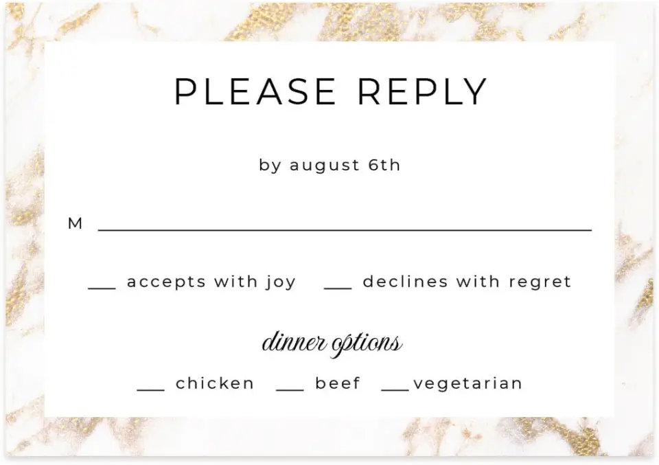 This is a 5" x 3½" Wedding Invitation RSVP Postcard called Classic Count printed in full color on Premium Smooth paper