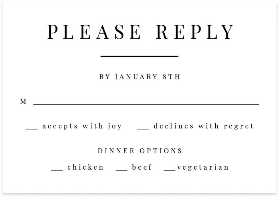 This is a 5" x 3½" Wedding Invitation RSVP Postcard called Pure Devotion printed in full color on Premium Smooth paper