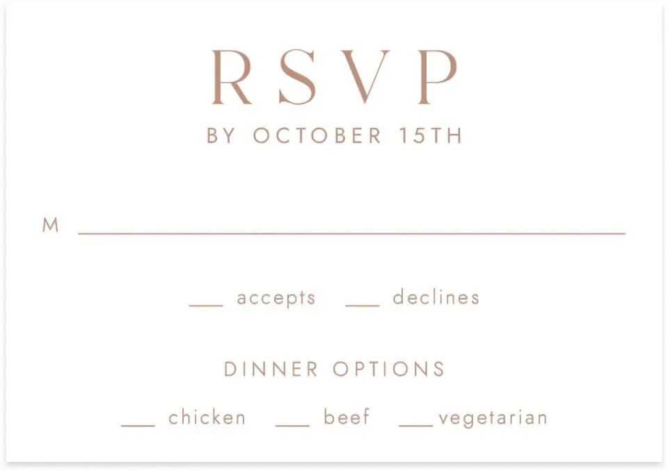 This is a 5" x 3½" Wedding Invitation RSVP Postcard called Stacked Pair printed in full color on Premium Smooth paper
