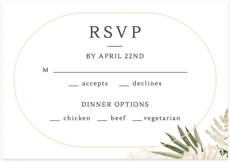 This is a 5" x 3½" Wedding Invitation RSVP Postcard called Serene Flora printed in full color on Premium Smooth paper