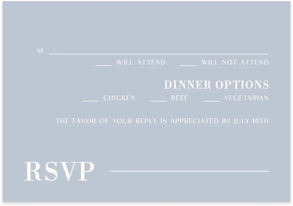 This is a 5" x 3½" Wedding Invitation RSVP Postcard called The Heather printed in full color on Premium Smooth paper