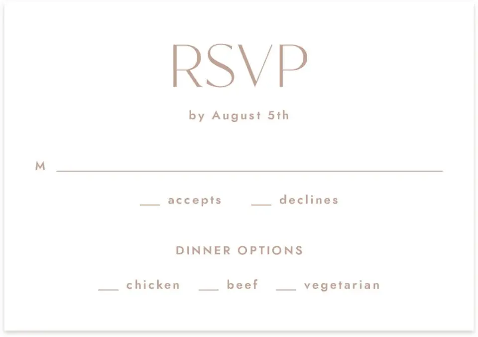 This is a 5" x 3½" Wedding Invitation RSVP Postcard called Neat Names printed in full color with Silver foil on Luxe Satin (coated) paper