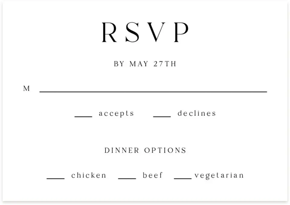 This is a 5" x 3½" Wedding Invitation RSVP Postcard called Devoted Delight printed in full color with Silver foil on Luxe Satin (coated) paper