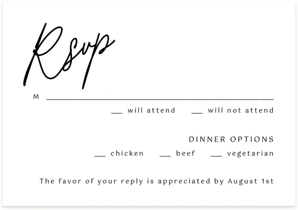 This is a 5" x 3½" Wedding Invitation RSVP Postcard called Scripted Love printed in full color with Rose Gold foil on Luxe Satin (coated) paper